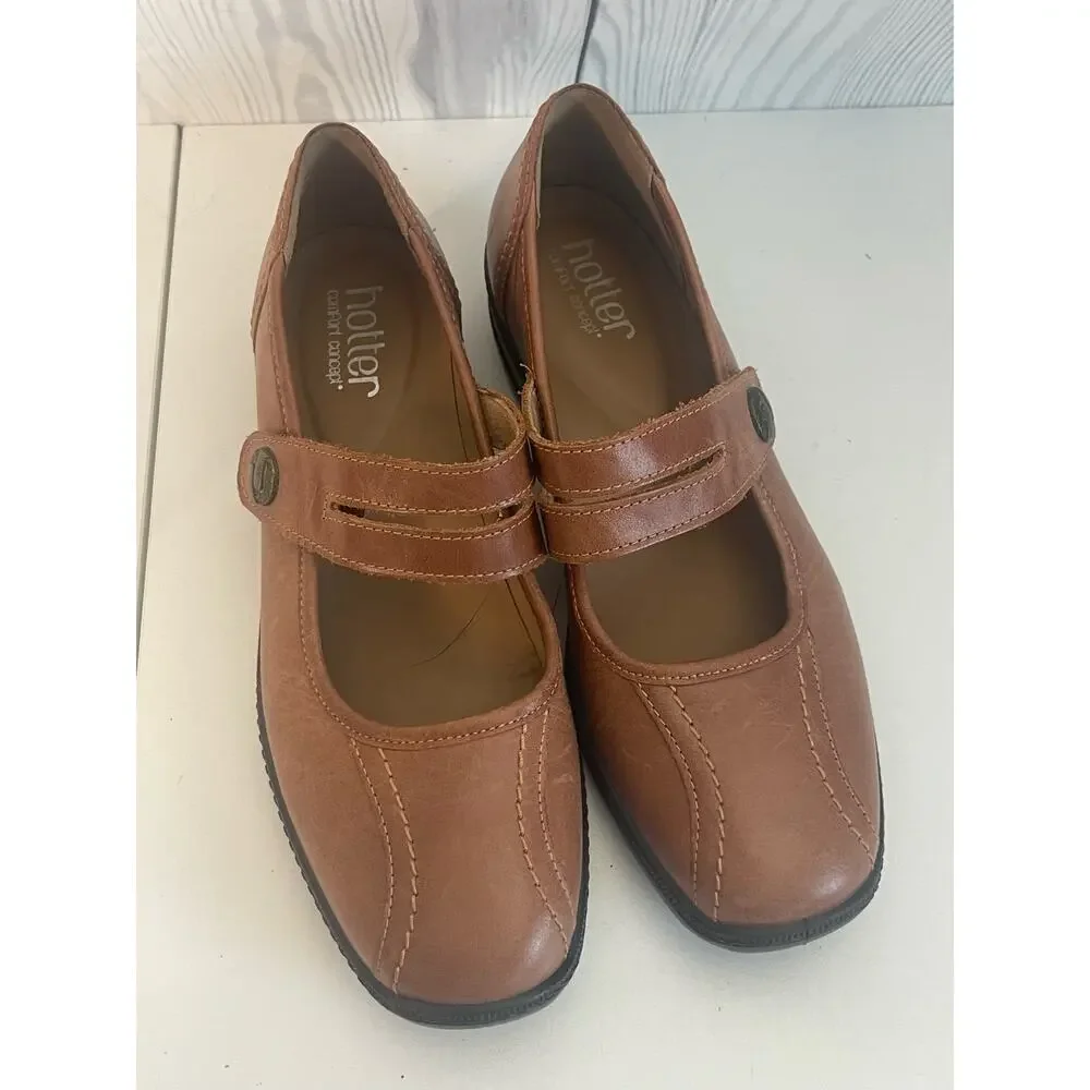 Hotter Shoes Womens Size 7 (UK 5h Leather Blue Karen Mary Jane Comfort